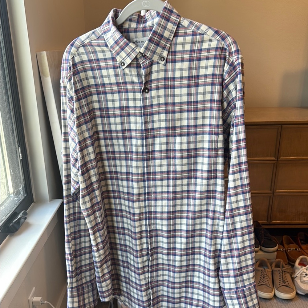 Peter Millar Purple and White Casual Button Down Shirt